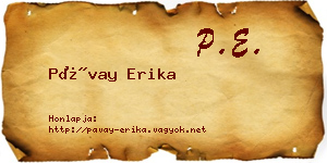 Pávay Erika névjegykártya